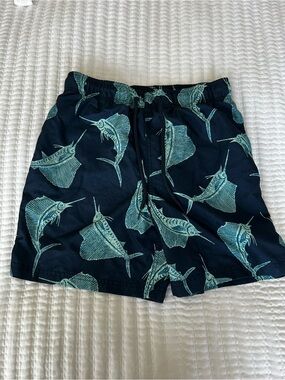 Men's Navy Blue Sailfish Print Swim Shorts-3/$12 Bundle & Save